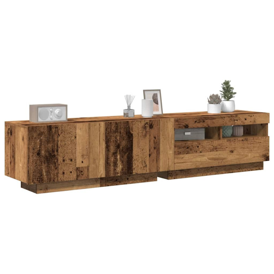 vidaXL Tv-meubel met LED 180x35x40 cm bewerkt hout oud hout afbeelding 1