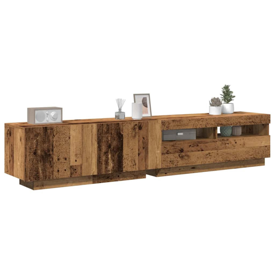 vidaXL Tv-meubel met LED 200x35x40 cm bewerkt hout oud hout afbeelding 1