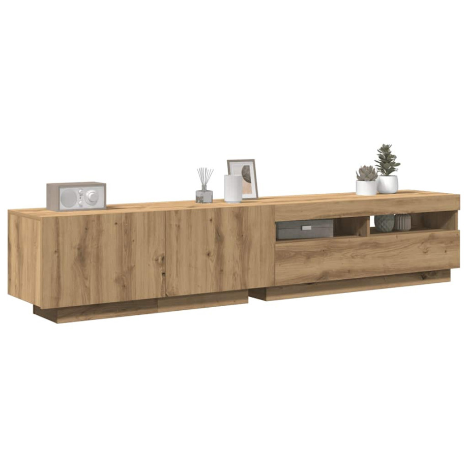 vidaXL Tv-meubel met LED 200x35x40 cm bewerkt hout artisanaal eiken afbeelding 1
