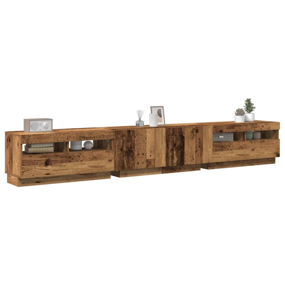 vidaXL Tv-meubel met LED 260x35x40 cm bewerkt hout oud hout afbeelding 1