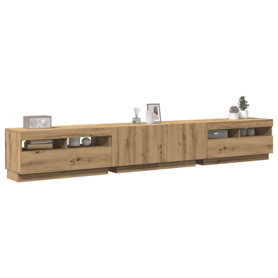 vidaXL Tv-meubel met LED 260x35x40 cm bewerkt hout artisanaal eiken afbeelding 1