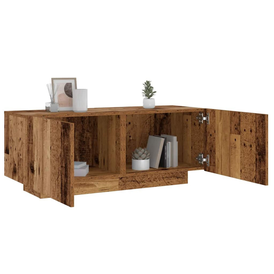 vidaXL Nachtkastje 100x35x40 cm bewerkt hout oud houtkleurig afbeelding 1