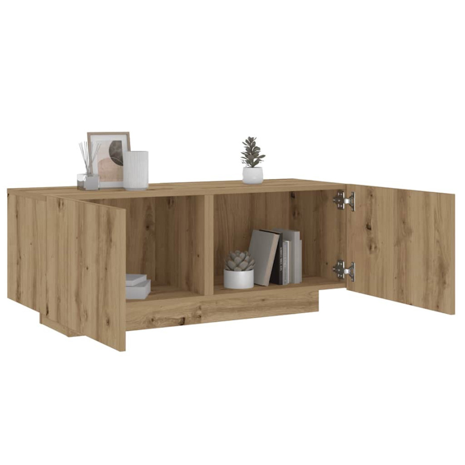 vidaXL Nachtkastje 100x35x40 cm bewerkt hout artisanaal eikenkleur afbeelding 1