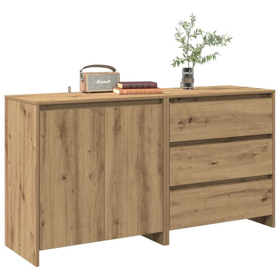 vidaXL 2-delige Dressoirs bewerkt hout artisanaal eikenkleur afbeelding 1