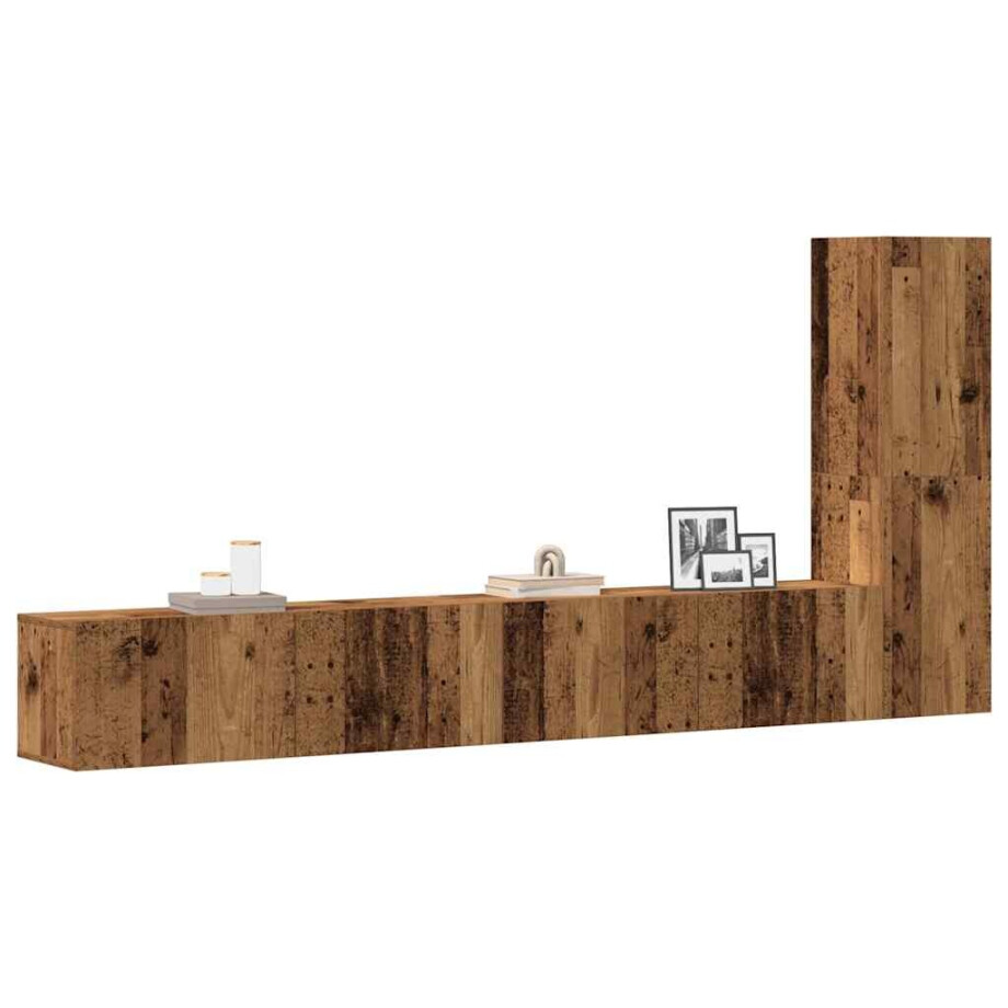 vidaXL 3-delig Tv-meubelset wandmontage bewerkt hout oud houtkleurig vidaXL 3-delig Tv-meubelset wandmontage bewerkt hout oud houtkleurig afbeelding 1