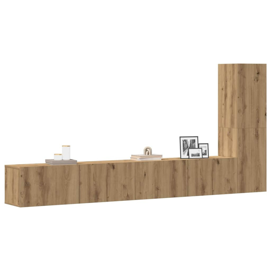 vidaXL 3-delig Tv-meubelset wandmontage bewerkt hout artisanaal eiken vidaXL 3-delig Tv-meubelset wandmontage bewerkt hout artisanaal eiken afbeelding 1