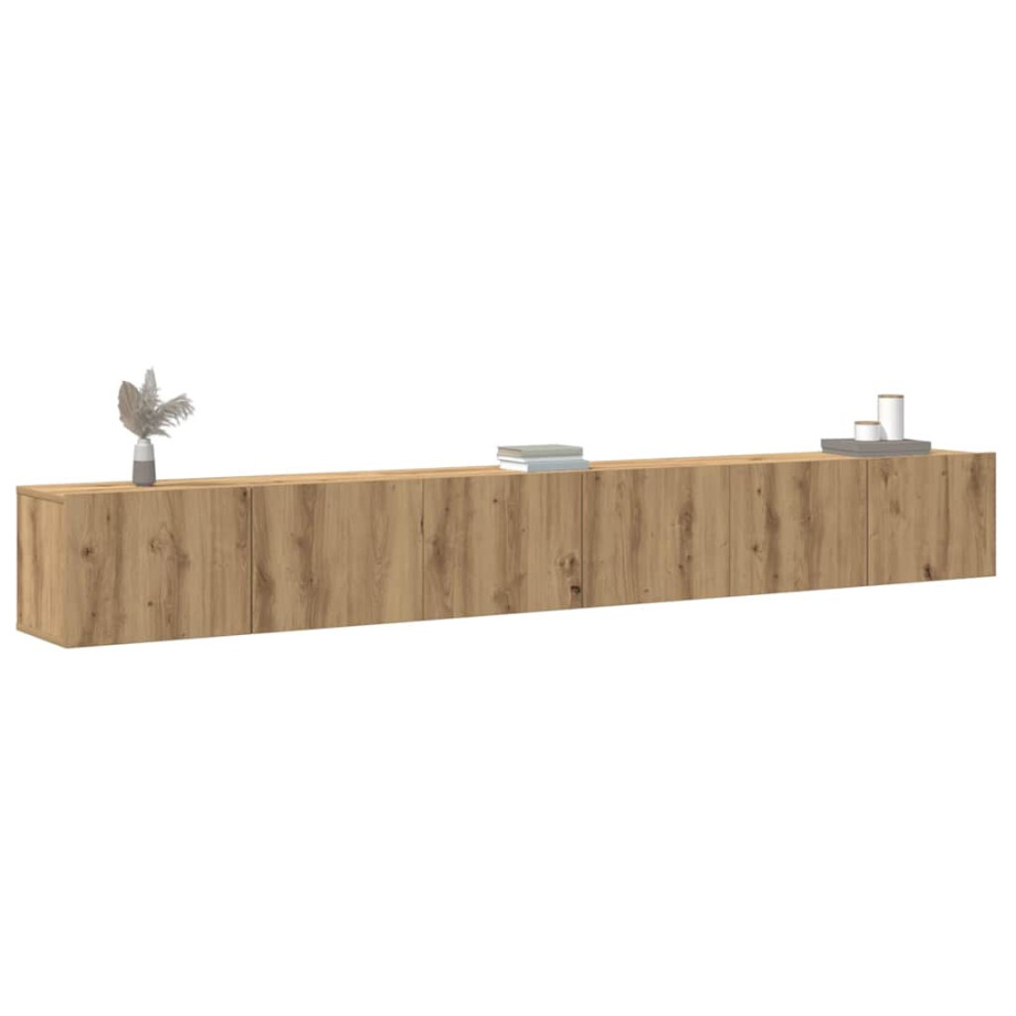vidaXL 3-delig Tv-meubelset wandmontage bewerkt hout artisanaal eiken vidaXL 3-delig Tv-meubelset wandmontage bewerkt hout artisanaal eiken afbeelding 1