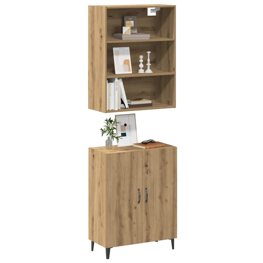 vidaXL Dressoir met wandkast bewerkt hout artisanaal eikenkleur afbeelding 1