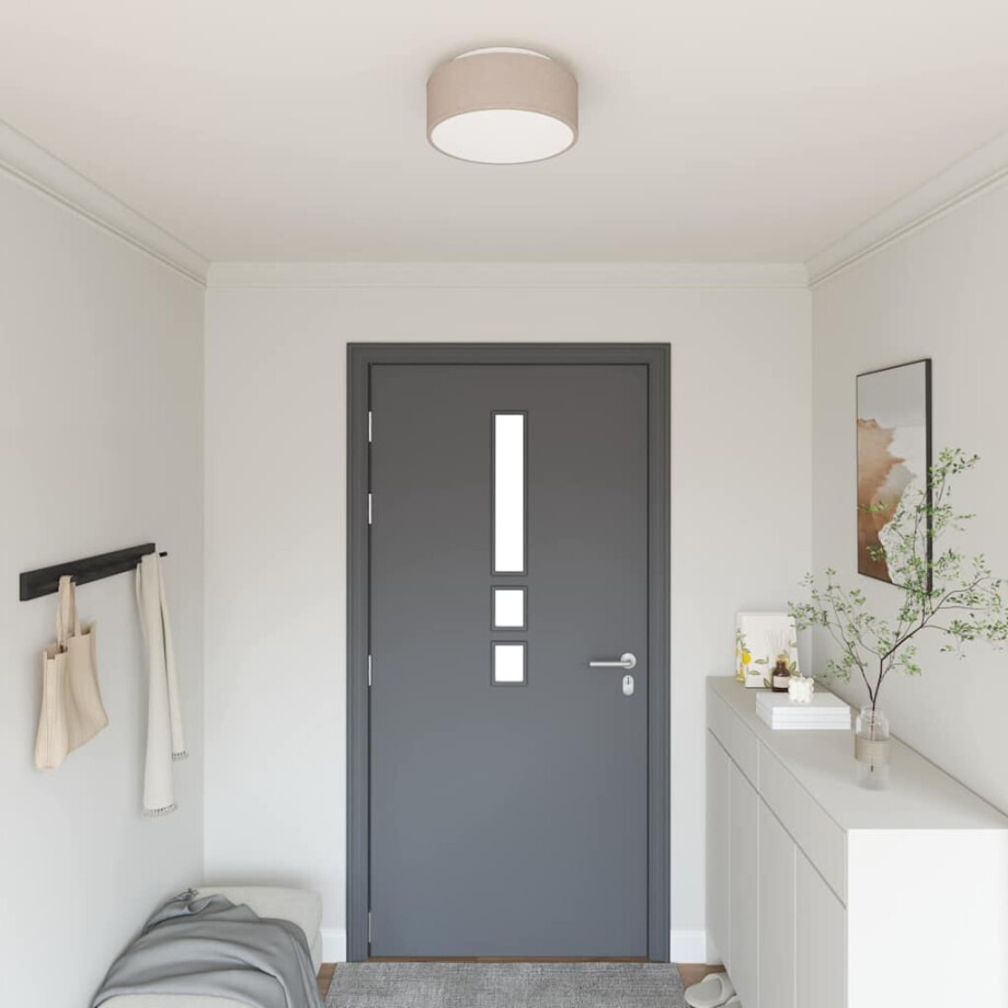 vidaXL Plafonnière met schijnwerpers Taupe 30 x 30 x 13,5 cm Stof afbeelding 1