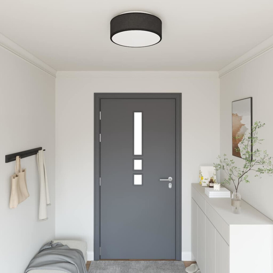 vidaXL Plafonnière met schijnwerpers Zwart 38 x 38 x 13,5 cm Stof afbeelding 1