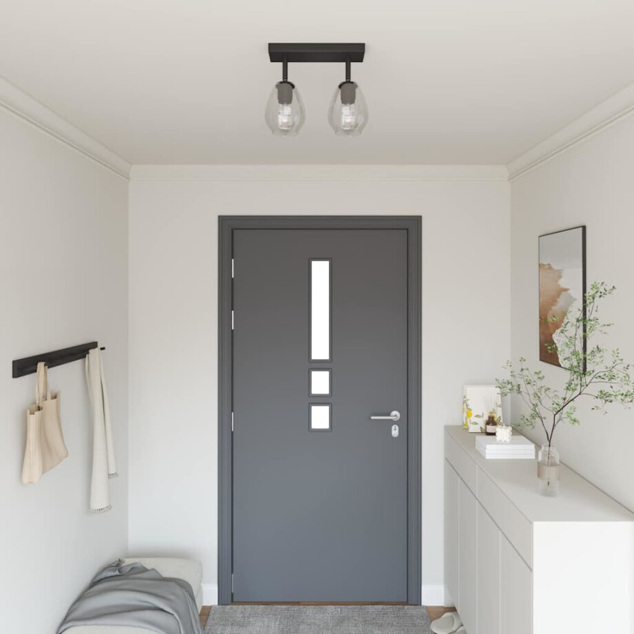 vidaXL Plafondspot Zwart 33 x 13 x 26 cm Glas en Metaal afbeelding 1