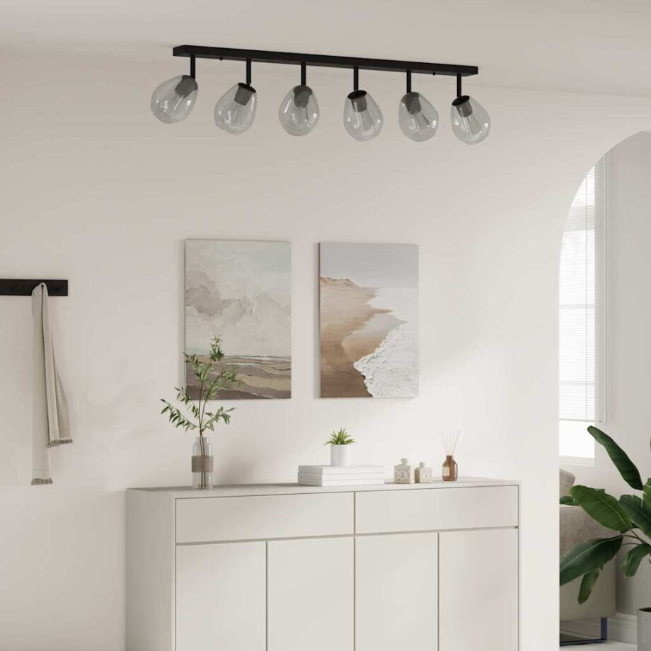 vidaXL Plafondspot Zwart 110,5 x 13 x 26 cm Glas en Metaal afbeelding 1
