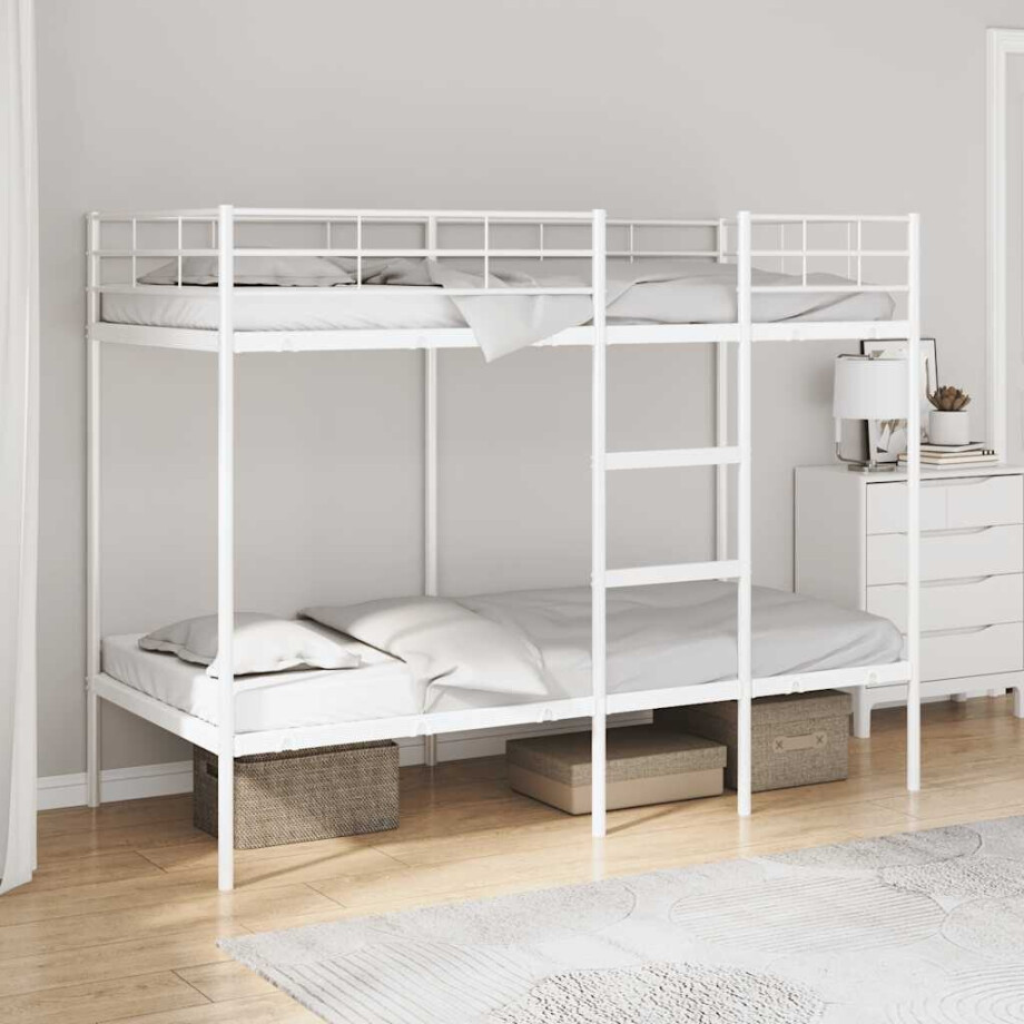 vidaXL Stapelbed zonder matras 100x190 cm staal wit afbeelding 1
