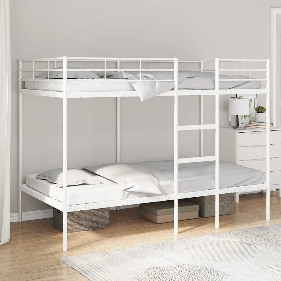 vidaXL Stapelbed zonder matras 100x200 cm staal wit vidaXL Stapelbed zonder matras 100x200 cm staal wit afbeelding 1