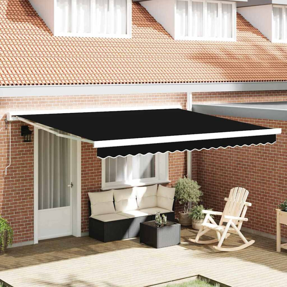 vidaXL Vervangingsdoek voor zonnescherm Zwart 380 x 295 cm Polyester afbeelding 1