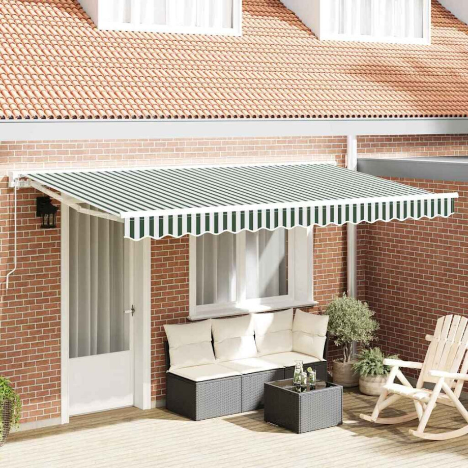 vidaXL Vervangingsdoek voor zonnescherm Groen en Wit 4 x 2 m Polyester vidaXL Vervangingsdoek voor zonnescherm Groen en Wit 4 x 2 m Polyester afbeelding 1