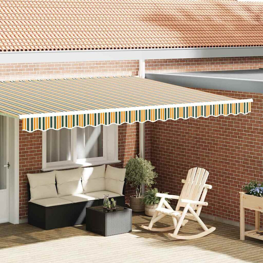 vidaXL Markies Valance Groen en geel 430 x 20 cm Canvas afbeelding 1