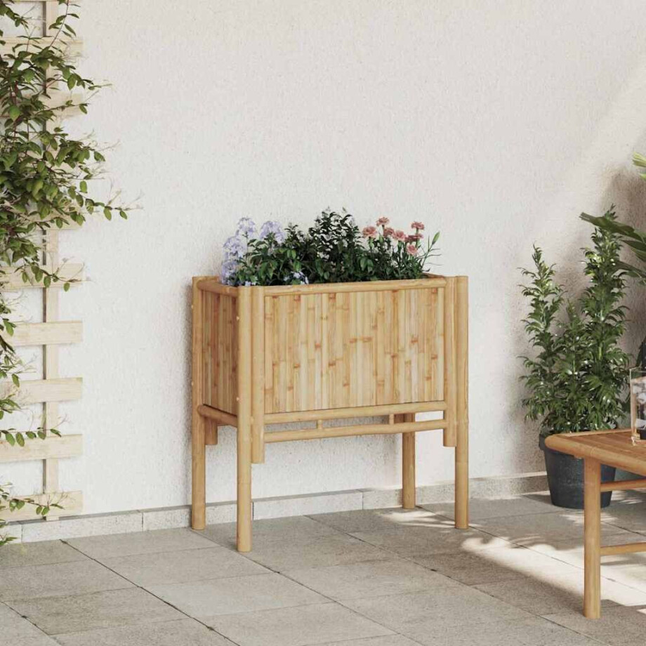 vidaXL Verhoogd bed Bruin 70 x 35 x 70 cm Bamboe afbeelding 1