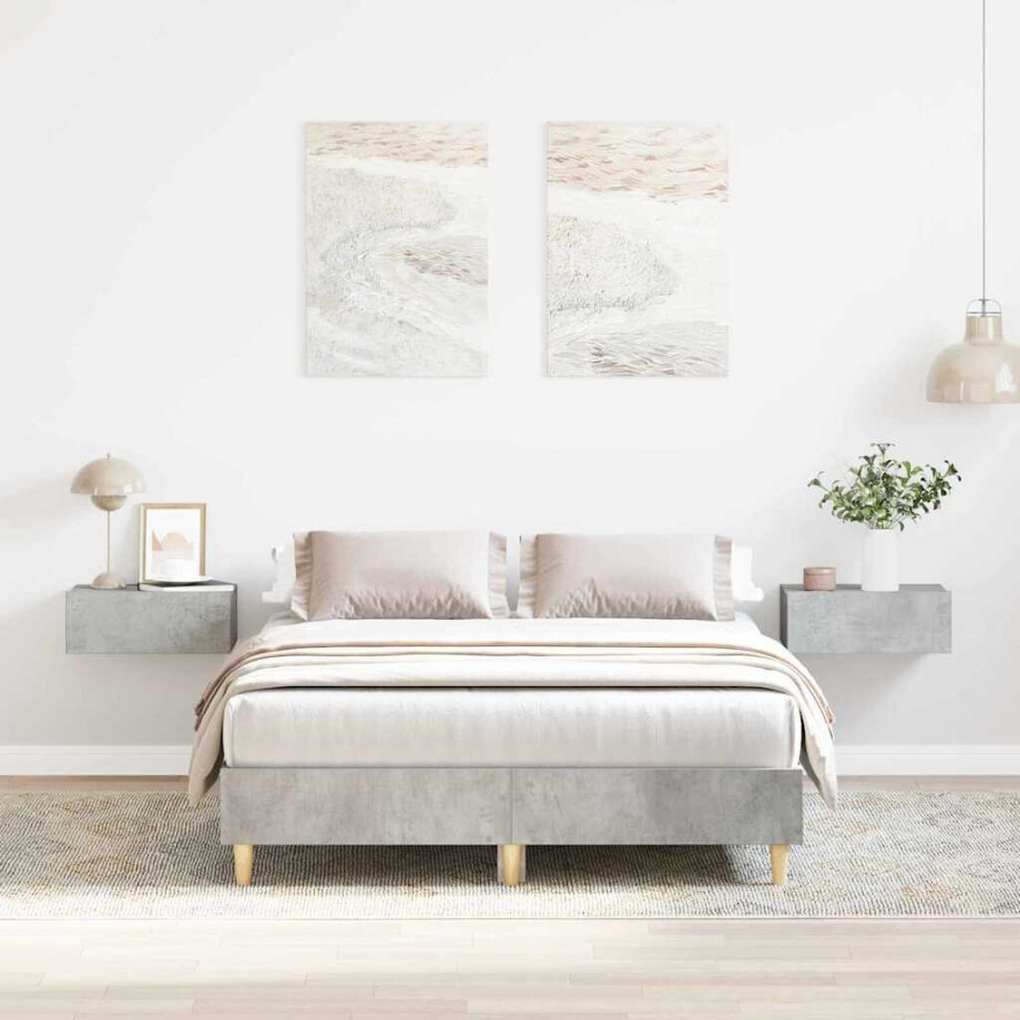 vidaXL Bedframe Beton Grijs 193 x 123 x 25 cm Bewerkt hout vidaXL Bedframe Beton Grijs 193 x 123 x 25 cm Bewerkt hout afbeelding 1