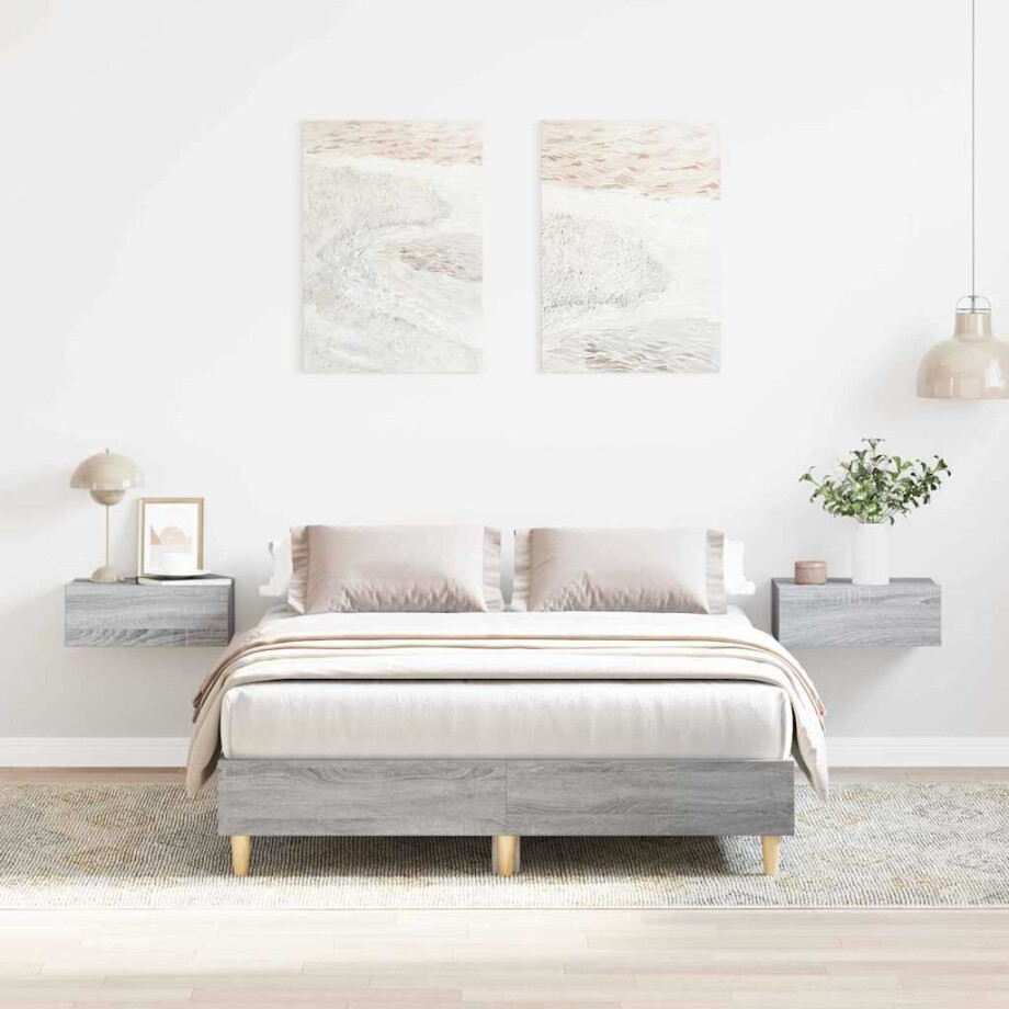 vidaXL Bedframe Grijs Sonoma 193 x 123 x 25 cm Bewerkt hout vidaXL Bedframe Grijs Sonoma 193 x 123 x 25 cm Bewerkt hout afbeelding 1