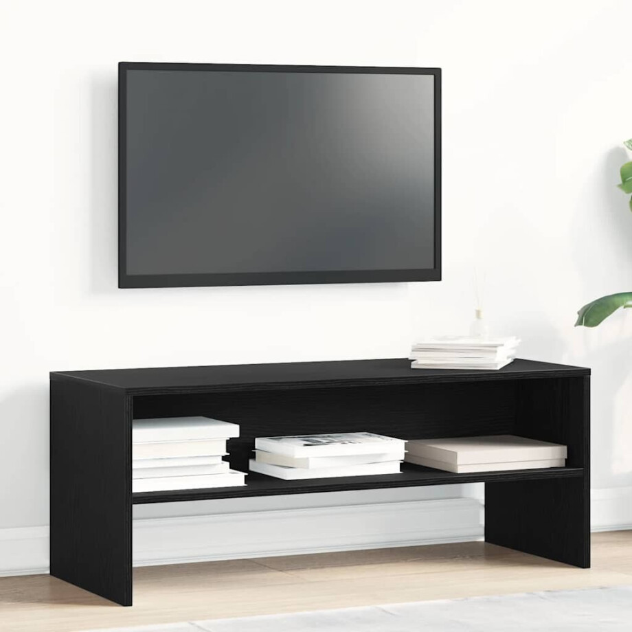 vidaXL Tv-meubel 100x40x40 cm spaanplaat zwart eikenkleurig afbeelding 1