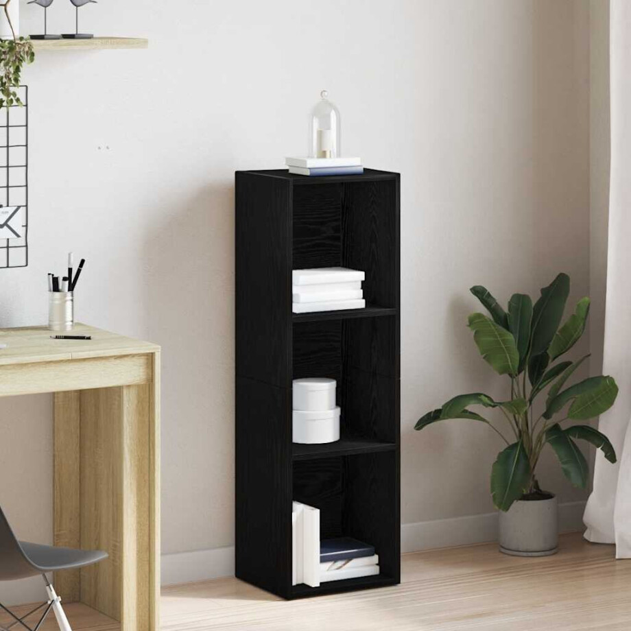 vidaXL Boekenkast Zwart Eiken 36x30x114 cm Bewerkt Hout afbeelding 1