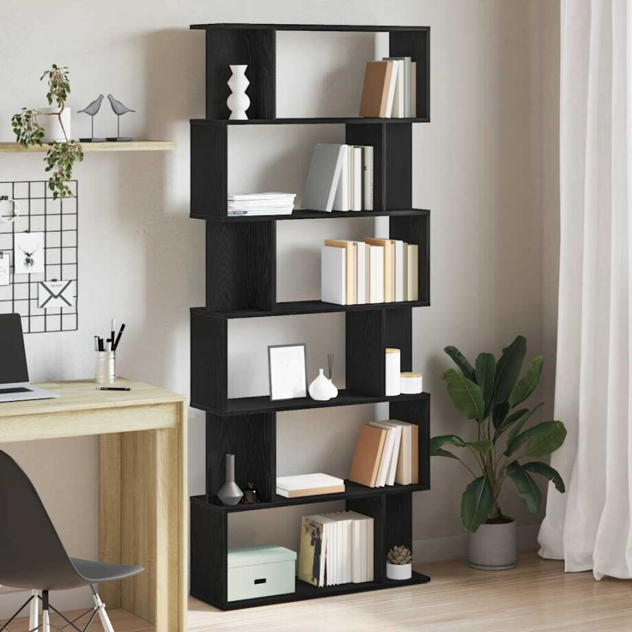 vidaXL Boekenkast Zwart Eiken 80x24x190,5 cm Engineered Wood afbeelding 1