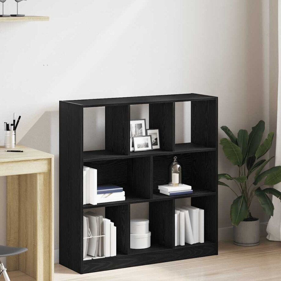 vidaXL Boekenkast 97,5x29,5x100 cm spaanplaat zwart eikenkleurig afbeelding 1
