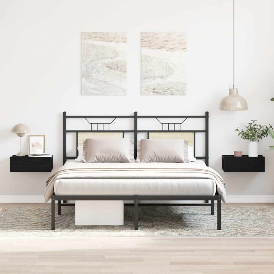 vidaXL Nachtkastjes zwevend 2 st 40x32x15 cm bewerkt hout zwart eiken vidaXL Nachtkastjes zwevend 2 st 40x32x15 cm bewerkt hout zwart eiken afbeelding 1