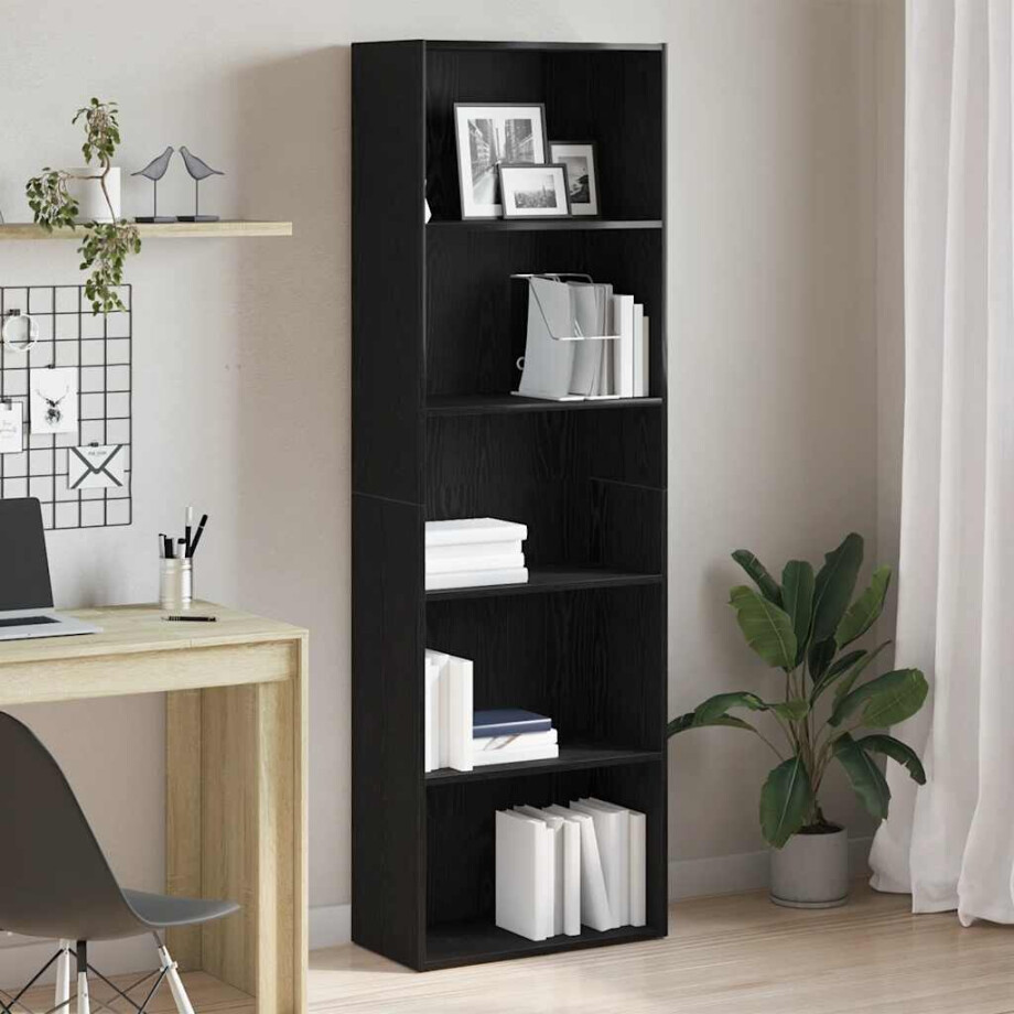 vidaXL Boekenkast 60x30x189 cm spaanplaat zwart eikenkleurig afbeelding 1