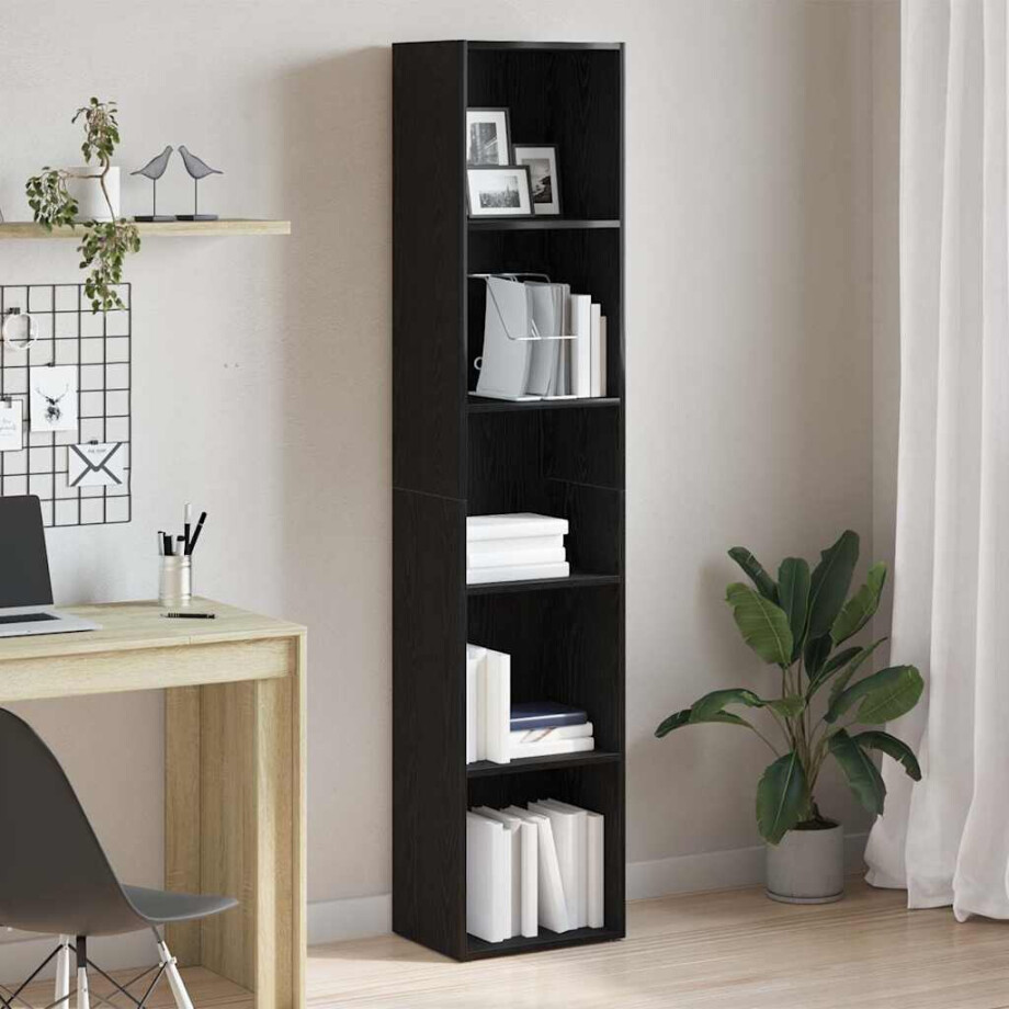 vidaXL Boekenkast Zwart Eiken 40x30x189 cm Engineered Wood afbeelding 1
