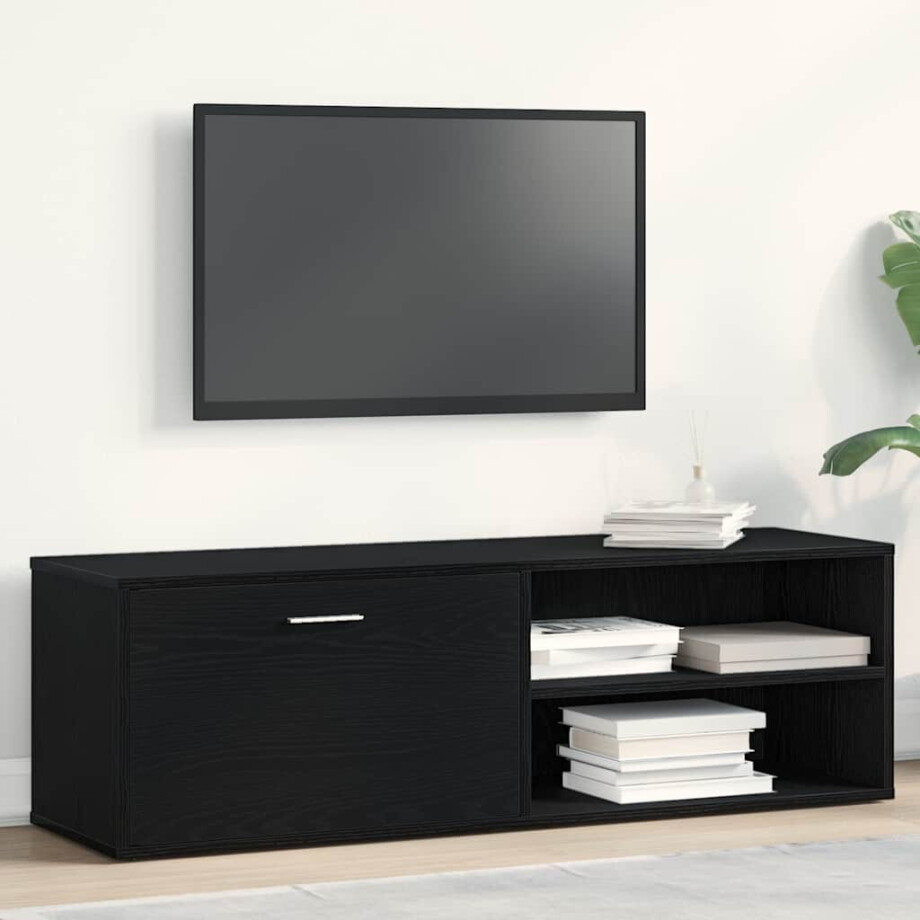 vidaXL TV-meubel Zwart Eiken 120x34x37 cm Bewerkt Hout afbeelding 1