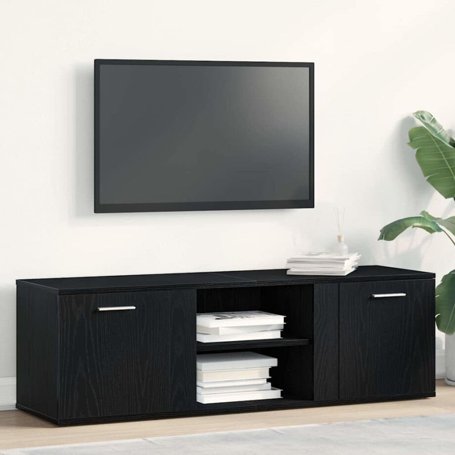 vidaXL TV-meubel Zwart Eiken 120x34x37 cm Bewerkt Hout afbeelding 1