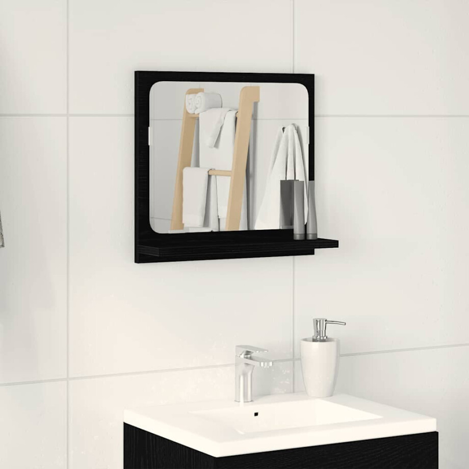 vidaXL Badkamerspiegel Zwart Eiken 40x10,5x37 cm Bewerkt Hout afbeelding 1