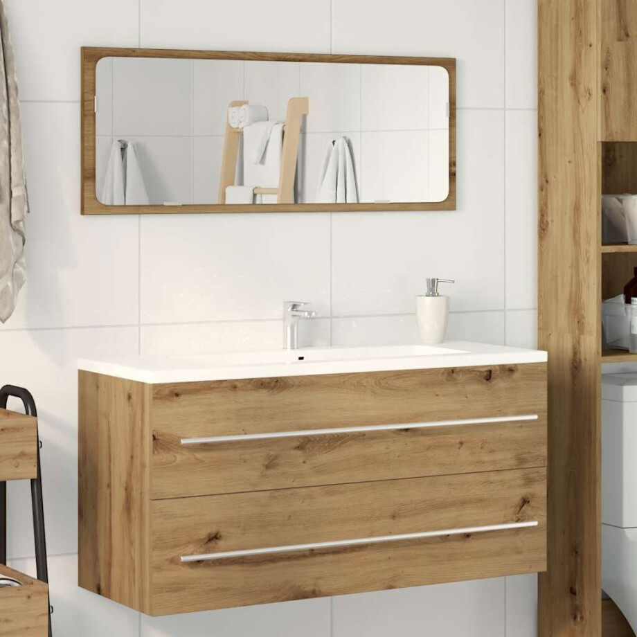 vidaXL Badkamer wastafelkast Artisan Oak 100x38,5x48 cm Engineered Wood afbeelding 1
