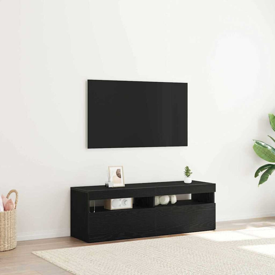 vidaXL TV-kast met LED Zwart Eiken 120 x 35 x 40 cm Bewerkt hout afbeelding 1