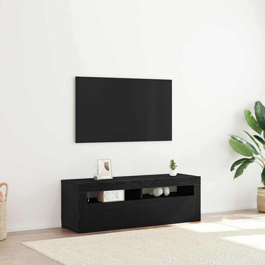 vidaXL TV-kast met LED Zwart Eiken 120 x 35 x 40 cm Bewerkt hout afbeelding 1