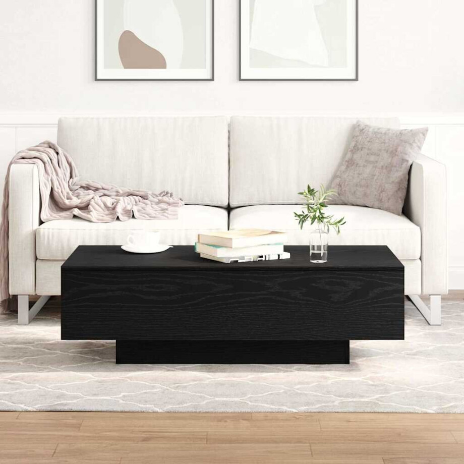 vidaXL Salontafel Zwart Eiken 100 x 49,5 x 31 cm Bewerkt hout vidaXL Salontafel Zwart Eiken 100 x 49,5 x 31 cm Bewerkt hout afbeelding 1