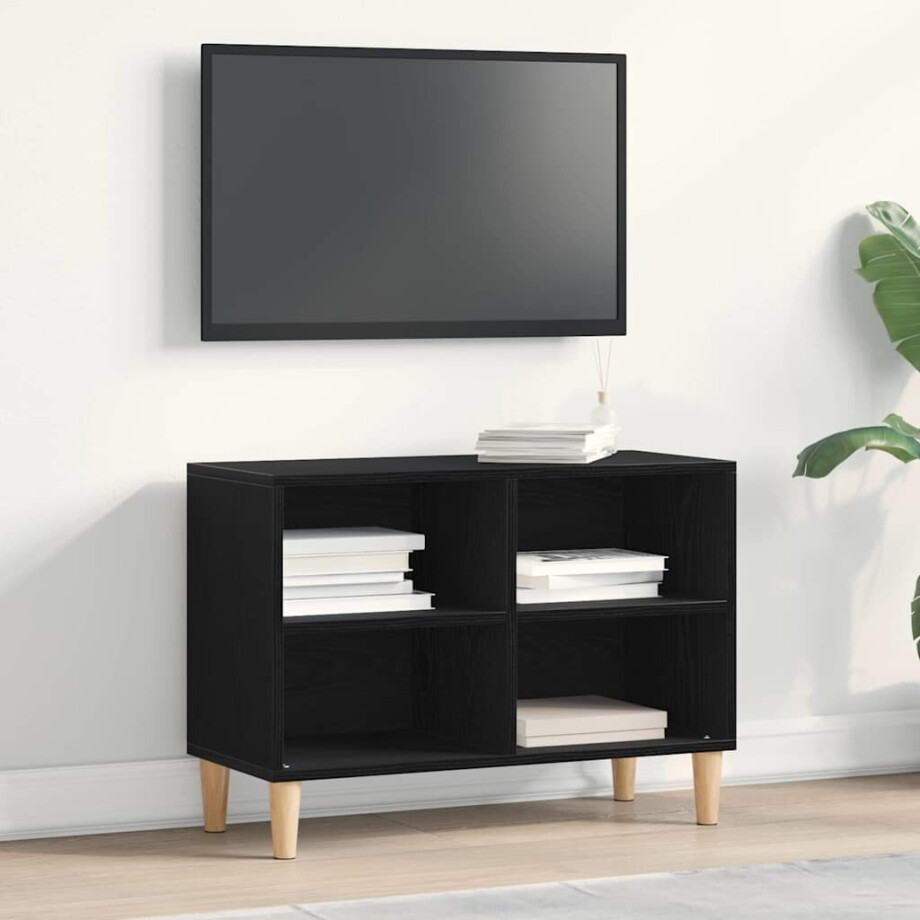 vidaXL TV-kast Zwart Eiken 69,5 x 30 x 50 cm Bewerkt hout afbeelding 1