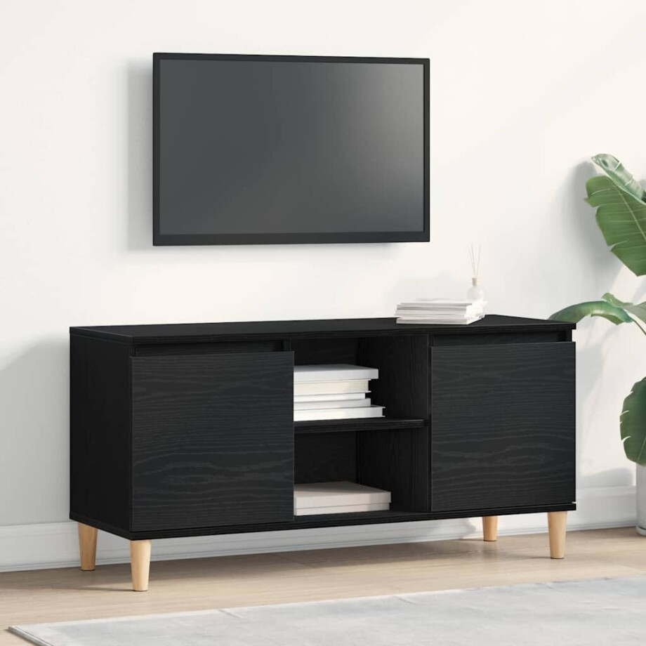 vidaXL TV-kast Zwart Eiken 102 x 35 x 50 cm Bewerkt hout afbeelding 1