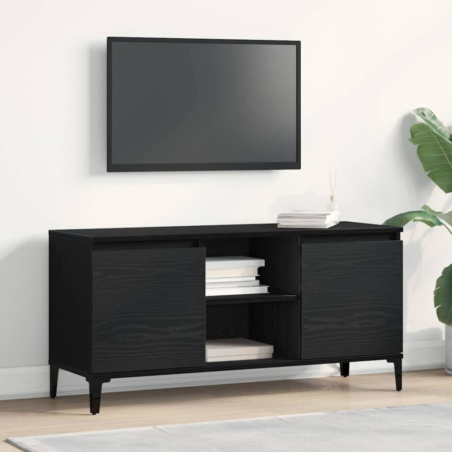 vidaXL TV-kast Zwart Eiken 102 x 35 x 50 cm Bewerkt hout afbeelding 1
