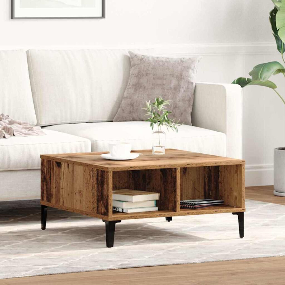 vidaXL Salontafel Oud Hout 60 x 60 x 30 cm afbeelding 1