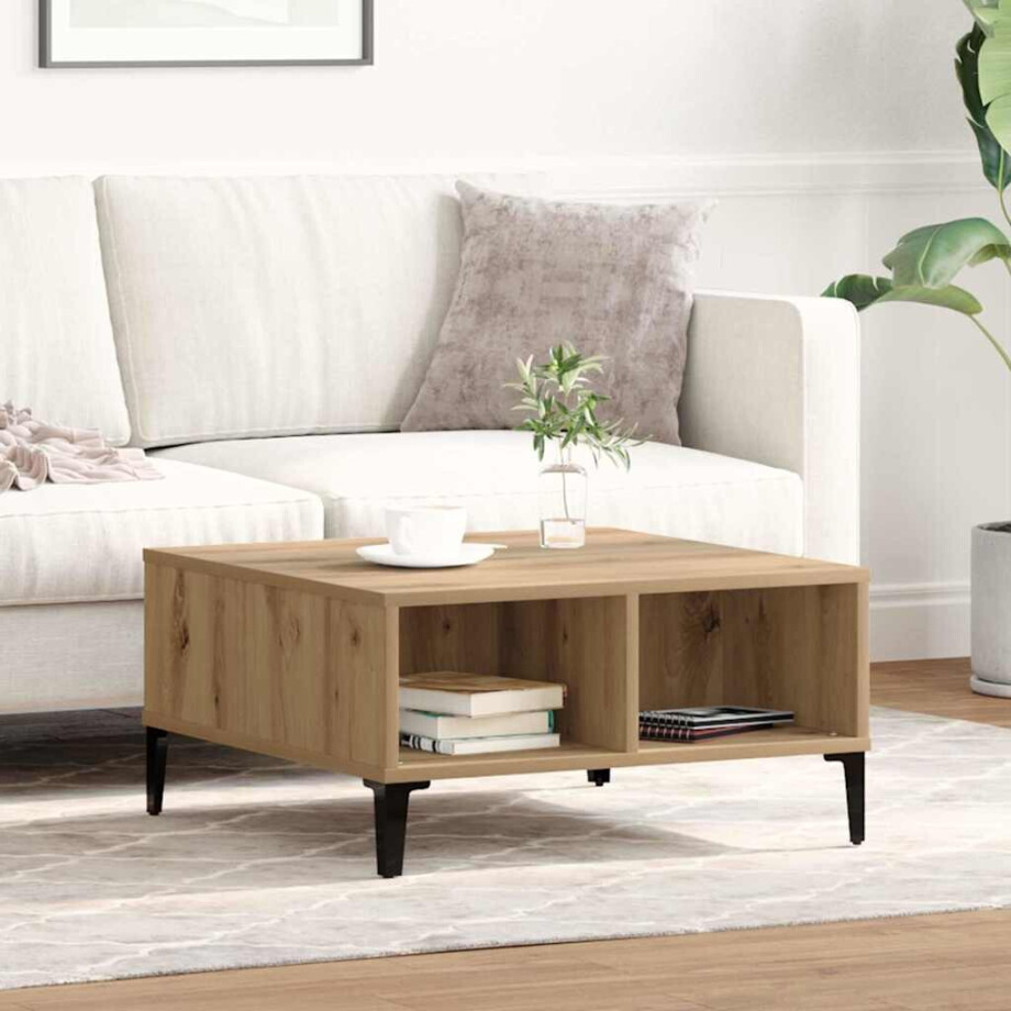 vidaXL Salontafel Artisan Eiken 60 x 60 x 30 cm afbeelding 1