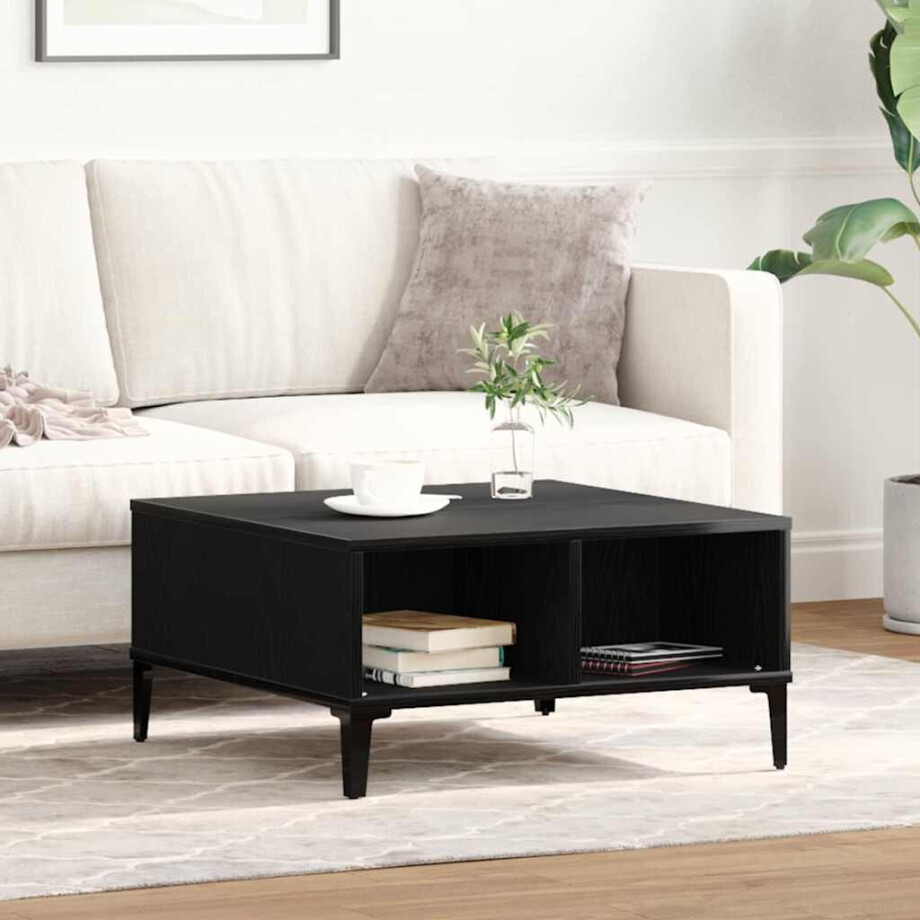 vidaXL Salontafel Zwart Eiken 60 x 60 x 30 cm afbeelding 1