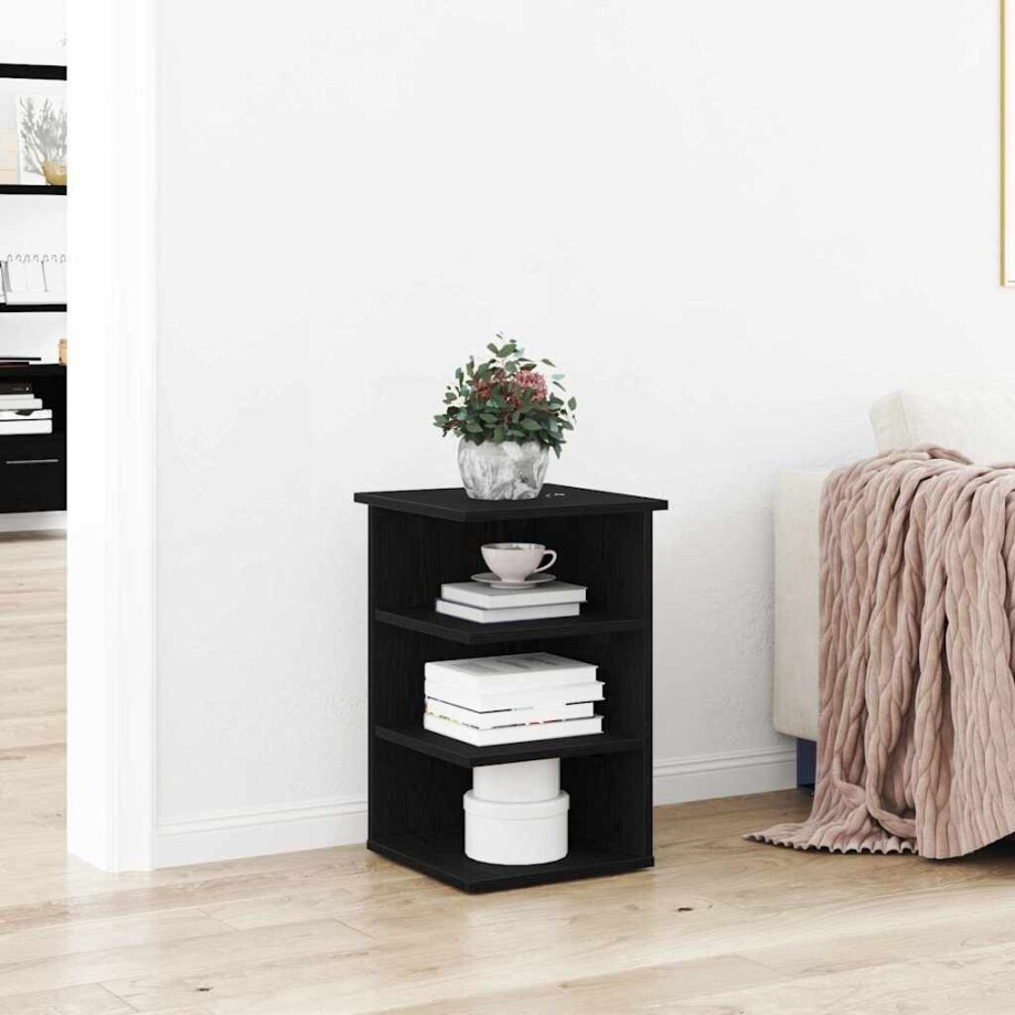 vidaXL Bijzetkast Zwart Eiken 35 x 35 x 55 cm Bewerkt hout afbeelding 1