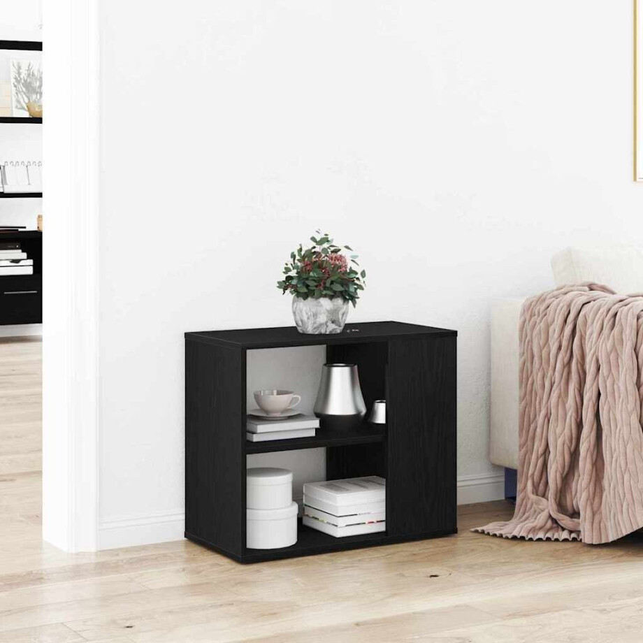 vidaXL Dressoir met lade Zwart Eiken 60 x 30 x 50 cm Bewerkt hout afbeelding 1