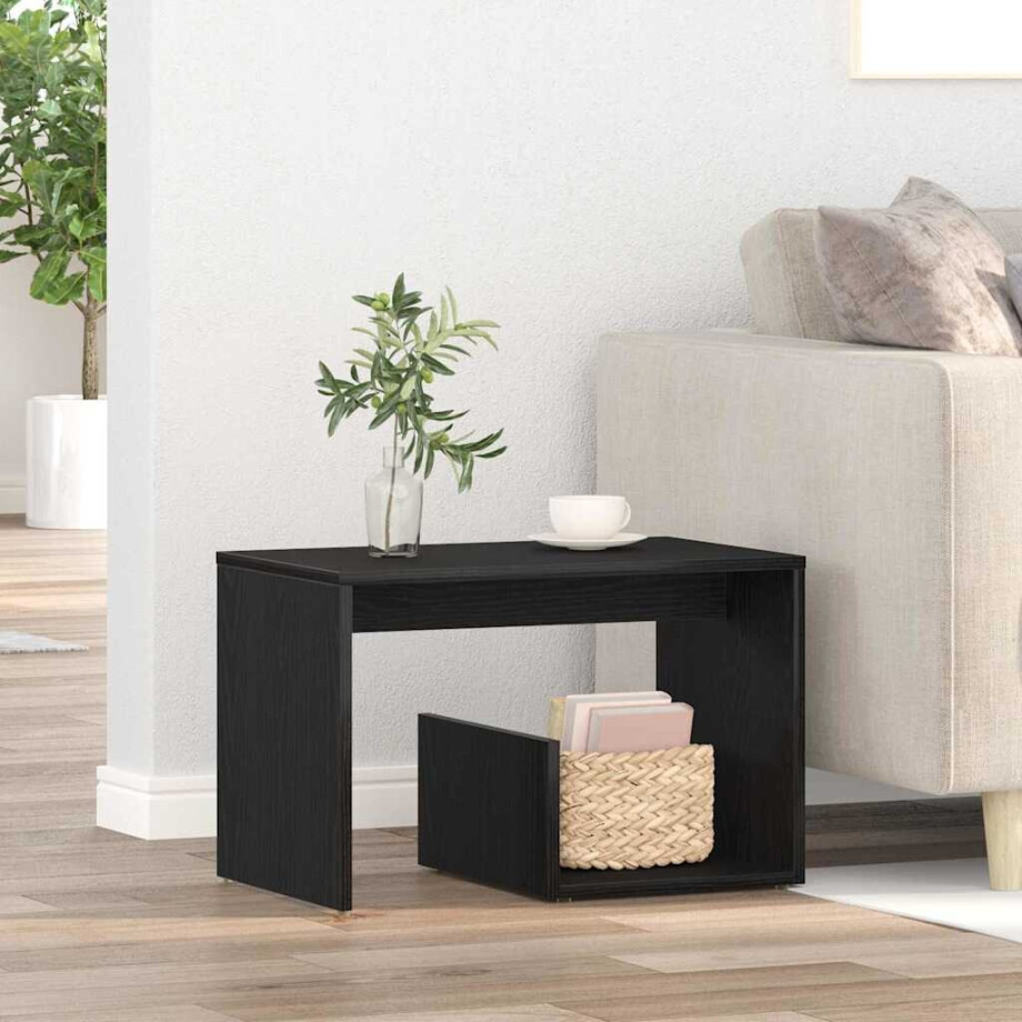 vidaXL Bijzettafel Zwart Eiken 59 x 36 x 38 cm Bewerkt hout afbeelding 1