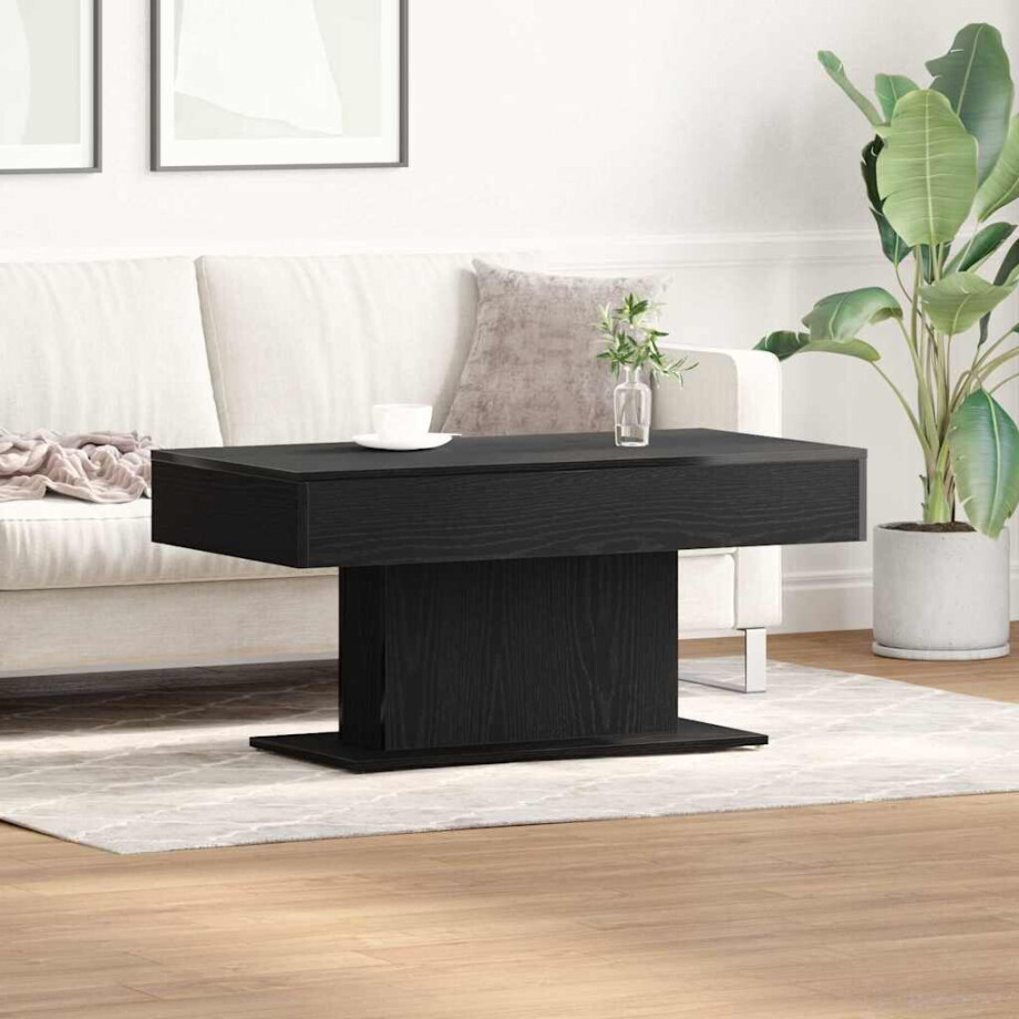 vidaXL Salontafel Zwart Eiken 96 x 50 x 45 cm Bewerkt hout afbeelding 1