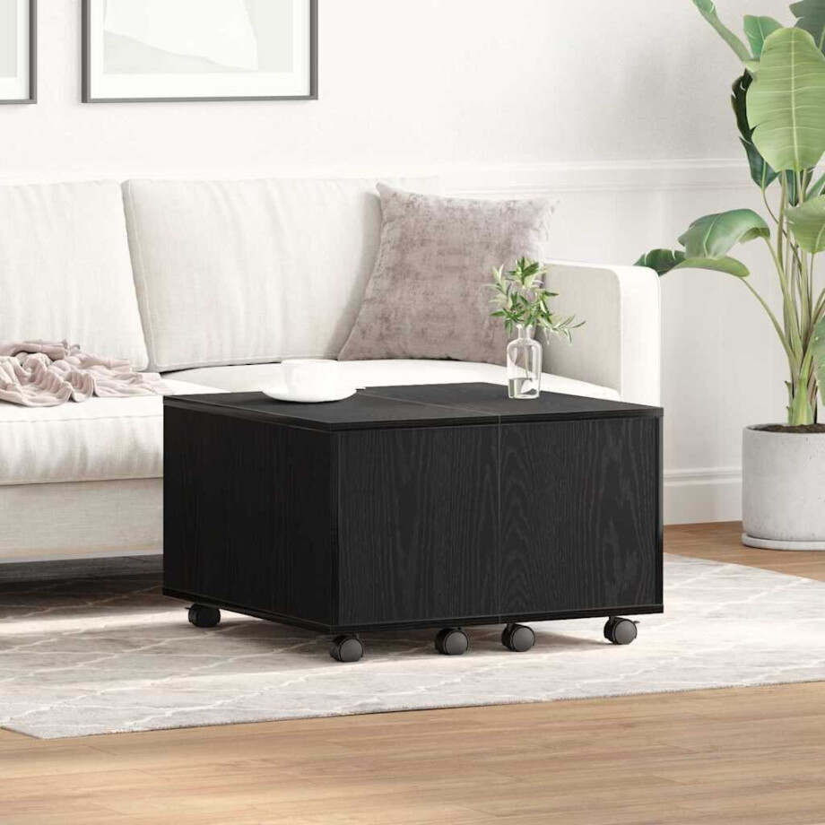 vidaXL Salontafel Zwart Eiken 60 x 60 x 38 cm Bewerkt hout afbeelding 1