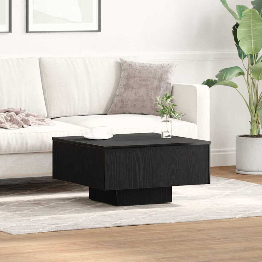 vidaXL Salontafel Zwart Eiken 60 x 60 x 31,5 cm Bewerkt hout afbeelding 1